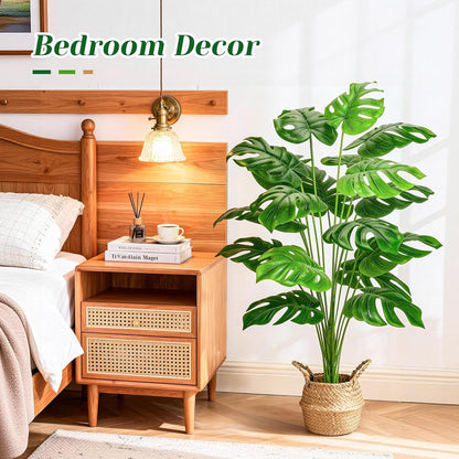 44" Tall Fake Plants with Basket Large Artificial Monstera Plants Indoor, Easy Assembly Faux Tree for Outdoor Office Living Room Bedroom Home Apartment Decor