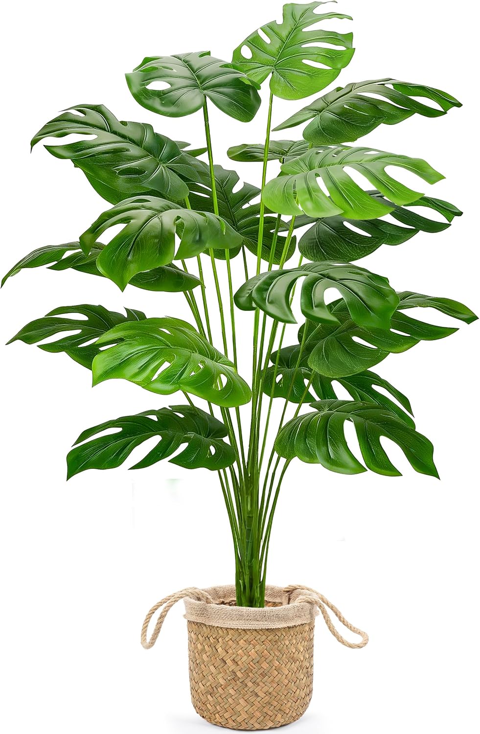 44" Tall Fake Plants with Basket Large Artificial Monstera Plants Indoor, Easy Assembly Faux Tree for Outdoor Office Living Room Bedroom Home Apartment Decor