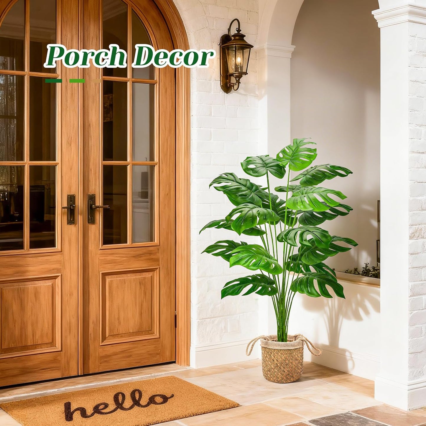 44" Tall Fake Plants with Basket Large Artificial Monstera Plants Indoor, Easy Assembly Faux Tree for Outdoor Office Living Room Bedroom Home Apartment Decor