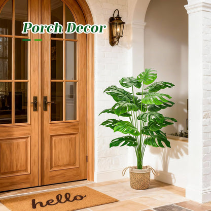 44" Tall Fake Plants with Basket Large Artificial Monstera Plants Indoor, Easy Assembly Faux Tree for Outdoor Office Living Room Bedroom Home Apartment Decor