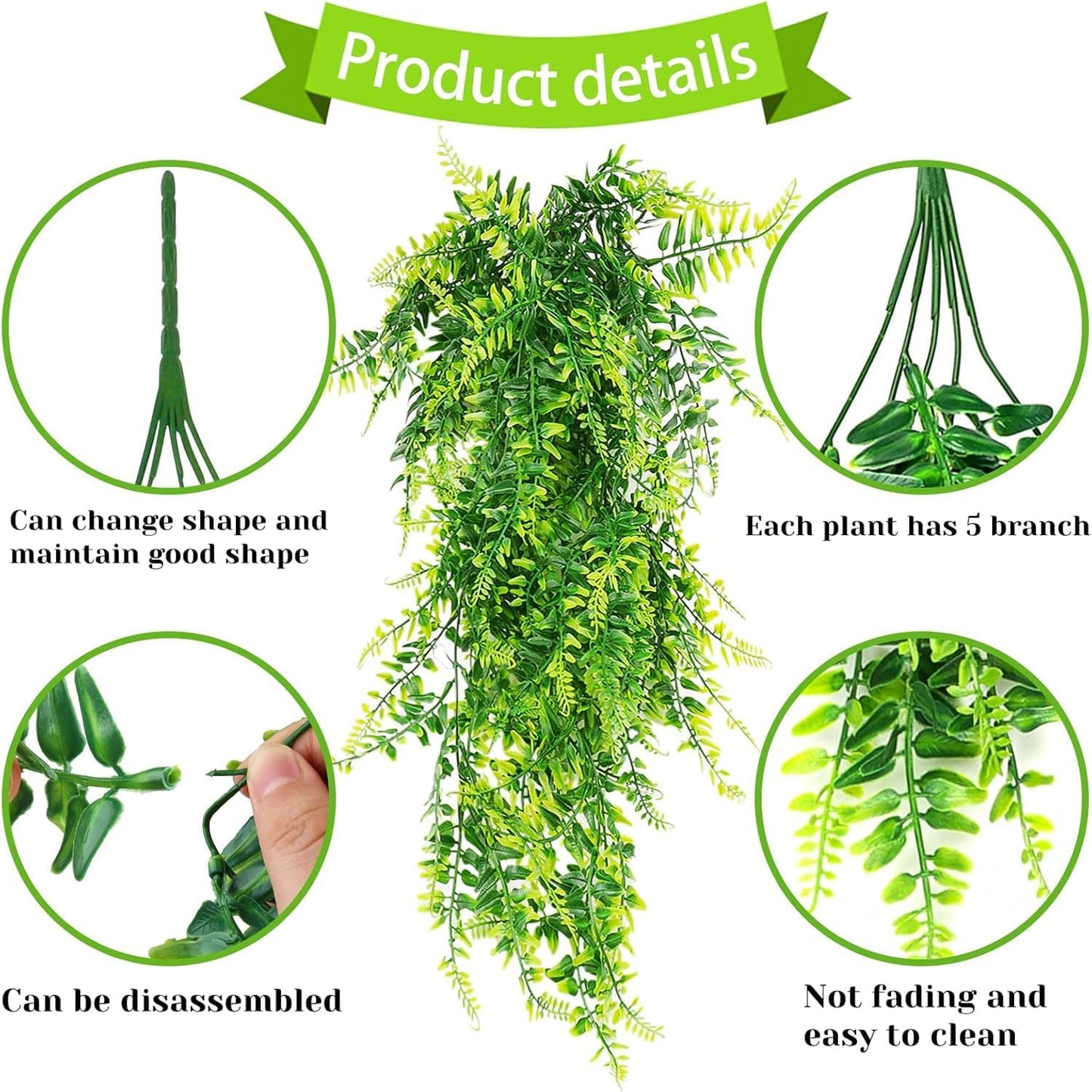 Reptile Plants for Terrarium Tank – Bearded Dragon Tank Accessories, Artificial Hanging Plant Vines, Habitat Decor & Hide for Crested Gecko, Lizard, Snake, Chameleon and Ball Pythons (Group A)