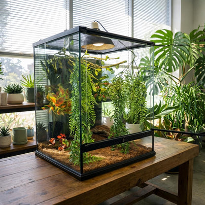 Reptile Plants for Terrarium Tank – Bearded Dragon Tank Accessories, Artificial Hanging Plant Vines, Habitat Decor & Hide for Crested Gecko, Lizard, Snake, Chameleon and Ball Pythons (Group A)
