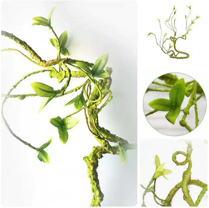 Reptile Plants for Terrarium Tank – Bearded Dragon Tank Accessories, Artificial Hanging Plant Vines, Habitat Decor & Hide for Crested Gecko, Lizard, Snake, Chameleon and Ball Pythons (Group A)