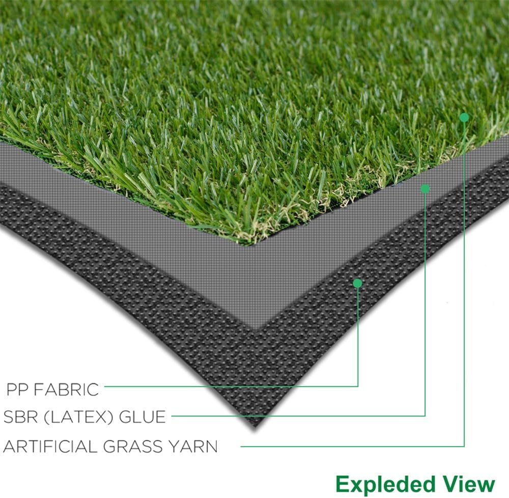 Realistic Artificial Grass Turf, Indoor Outdoor Lawn Landscape Pet Dog Mat Synthetic Thick Fake Grass Rug Carpet for Garden Backyard Balcony,3FT X 10FT
