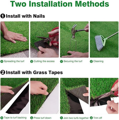 Realistic Artificial Grass Turf, Indoor Outdoor Lawn Landscape Pet Dog Mat Synthetic Thick Fake Grass Rug Carpet for Garden Backyard Balcony,3FT X 10FT