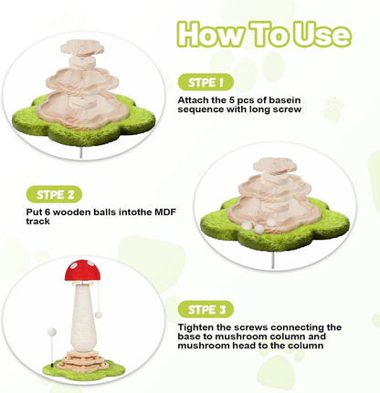 Cactus Cat Scratching Post Cat Tree, Cute Cat Scratching Post with Interactive Ball Two-Layer Track Spring Ball Toys, Standing Sisal Cactus Cat Scratcher for Indoor Cats and Kittens