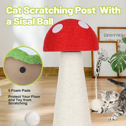 Cactus Cat Scratching Post Cat Tree, Cute Cat Scratching Post with Interactive Ball Two-Layer Track Spring Ball Toys, Standing Sisal Cactus Cat Scratcher for Indoor Cats and Kittens