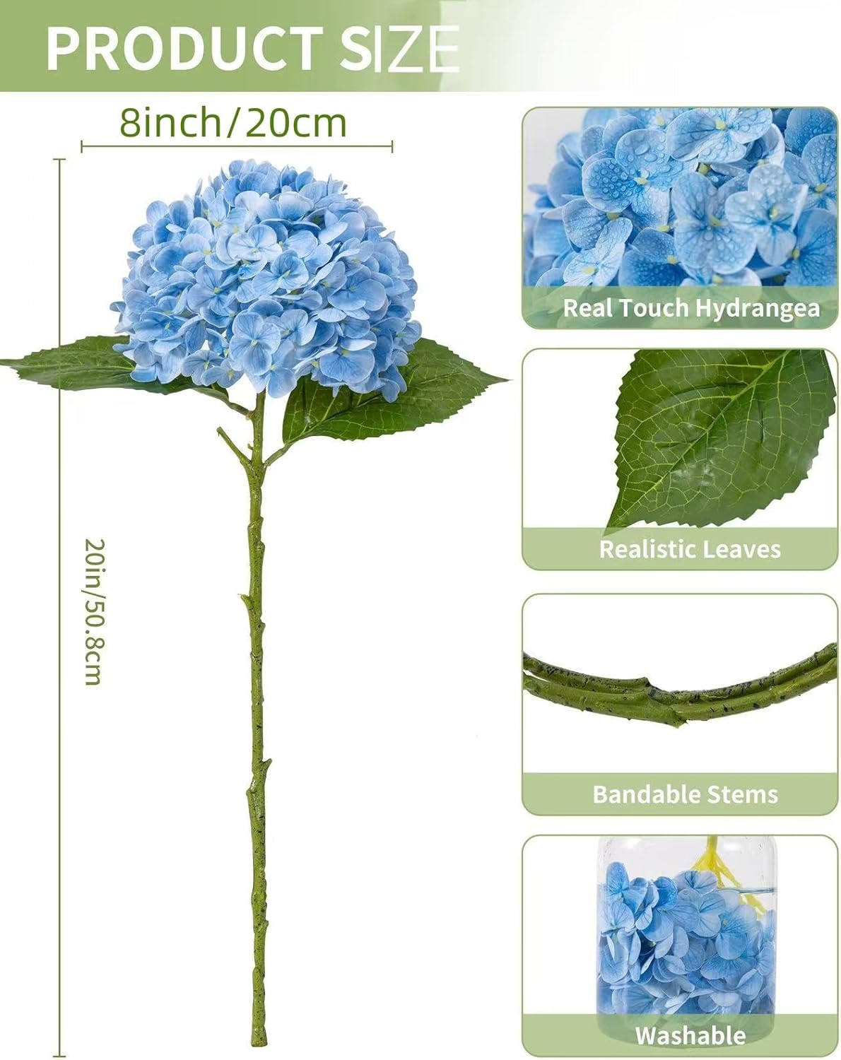 White Artificial Hydrangea Flowers, 4Pcs Real Touch Wedding Stems | Latex Real Touch Hydrangeas Lifelike Hydrangea Flower for Home Wedding Bouquets Centerpieces