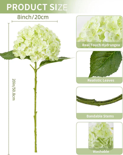 White Artificial Hydrangea Flowers, 4Pcs Real Touch Wedding Stems | Latex Real Touch Hydrangeas Lifelike Hydrangea Flower for Home Wedding Bouquets Centerpieces