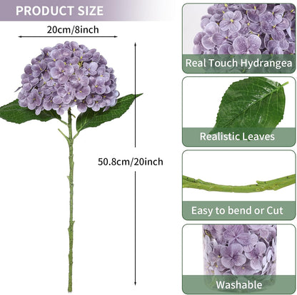 White Artificial Hydrangea Flowers, 4Pcs Real Touch Wedding Stems | Latex Real Touch Hydrangeas Lifelike Hydrangea Flower for Home Wedding Bouquets Centerpieces