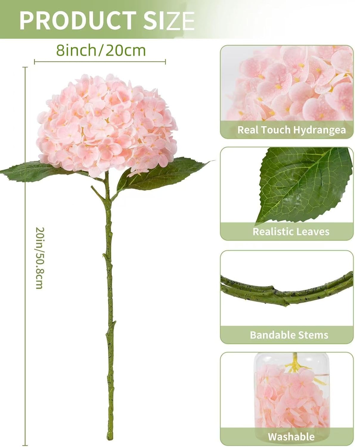 White Artificial Hydrangea Flowers, 4Pcs Real Touch Wedding Stems | Latex Real Touch Hydrangeas Lifelike Hydrangea Flower for Home Wedding Bouquets Centerpieces