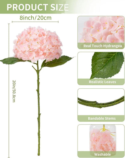 White Artificial Hydrangea Flowers, 4Pcs Real Touch Wedding Stems | Latex Real Touch Hydrangeas Lifelike Hydrangea Flower for Home Wedding Bouquets Centerpieces