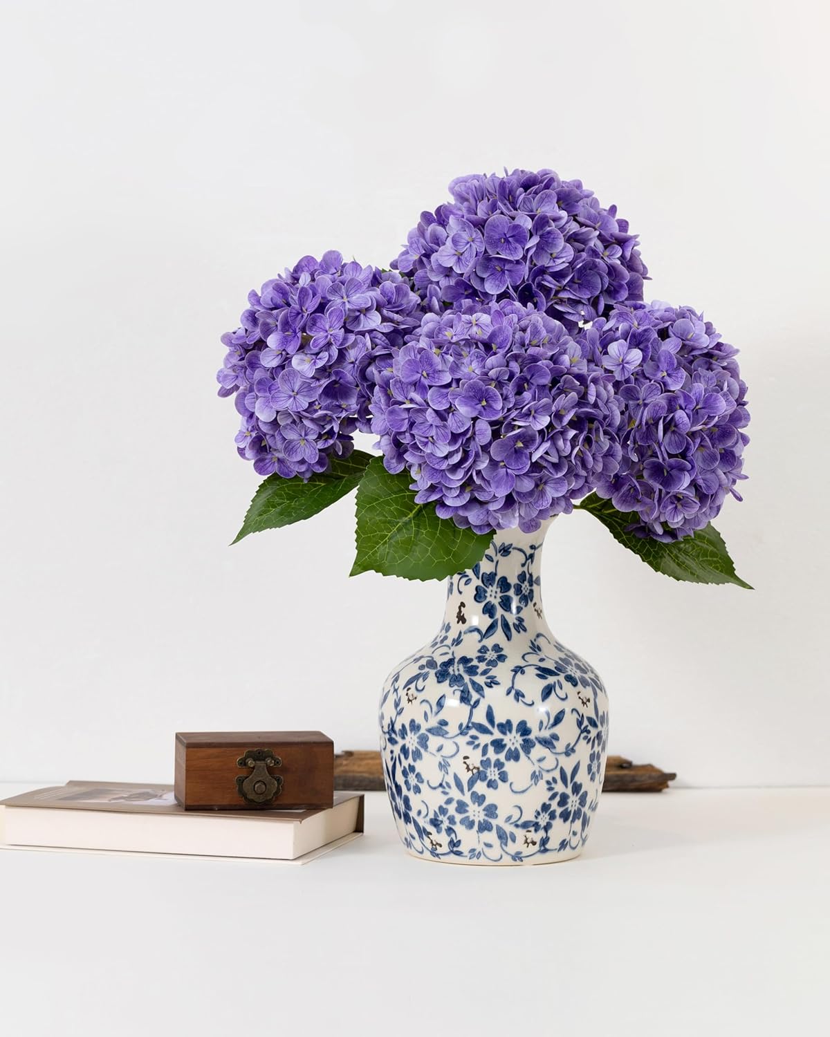 White Artificial Hydrangea Flowers, 4Pcs Real Touch Wedding Stems | Latex Real Touch Hydrangeas Lifelike Hydrangea Flower for Home Wedding Bouquets Centerpieces