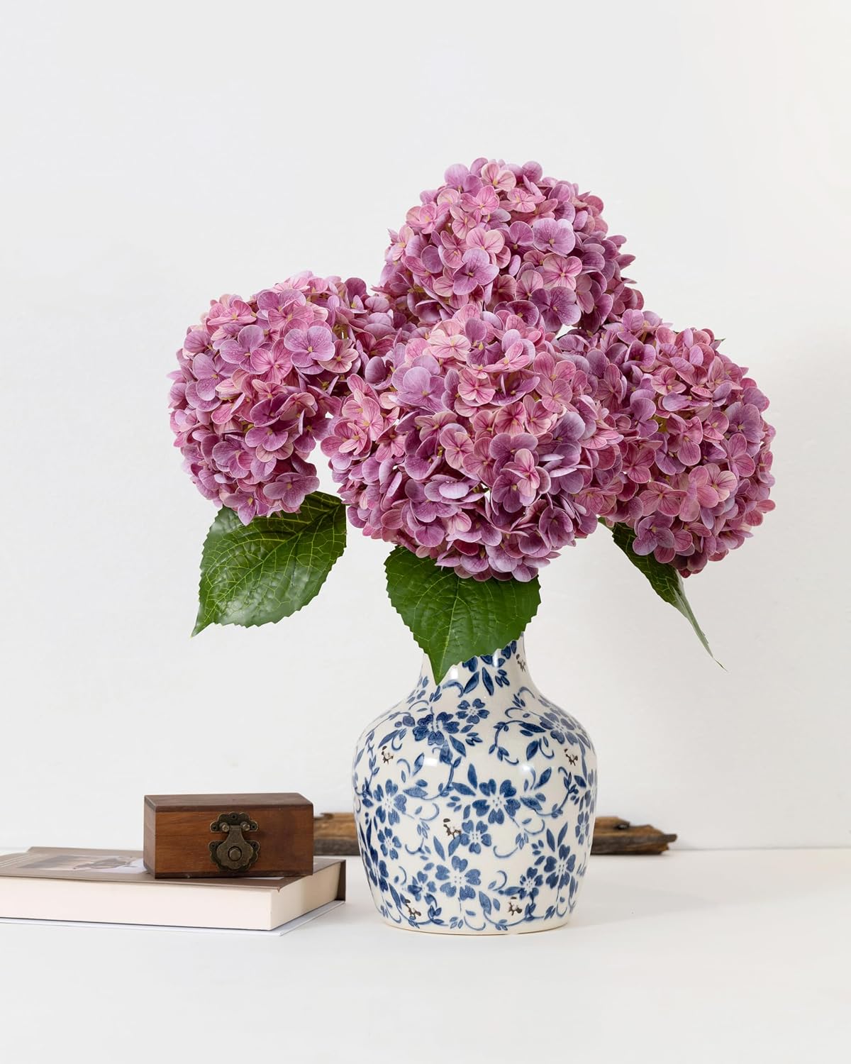 White Artificial Hydrangea Flowers, 4Pcs Real Touch Wedding Stems | Latex Real Touch Hydrangeas Lifelike Hydrangea Flower for Home Wedding Bouquets Centerpieces