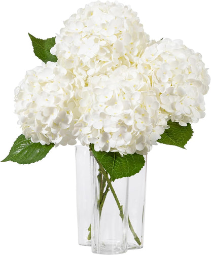 White Artificial Hydrangea Flowers, 4Pcs Real Touch Wedding Stems | Latex Real Touch Hydrangeas Lifelike Hydrangea Flower for Home Wedding Bouquets Centerpieces