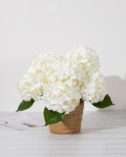 White Artificial Hydrangea Flowers, 4Pcs Real Touch Wedding Stems | Latex Real Touch Hydrangeas Lifelike Hydrangea Flower for Home Wedding Bouquets Centerpieces
