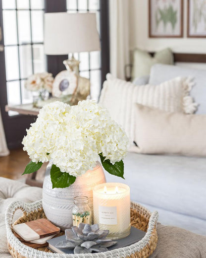 White Artificial Hydrangea Flowers, 4Pcs Real Touch Wedding Stems | Latex Real Touch Hydrangeas Lifelike Hydrangea Flower for Home Wedding Bouquets Centerpieces