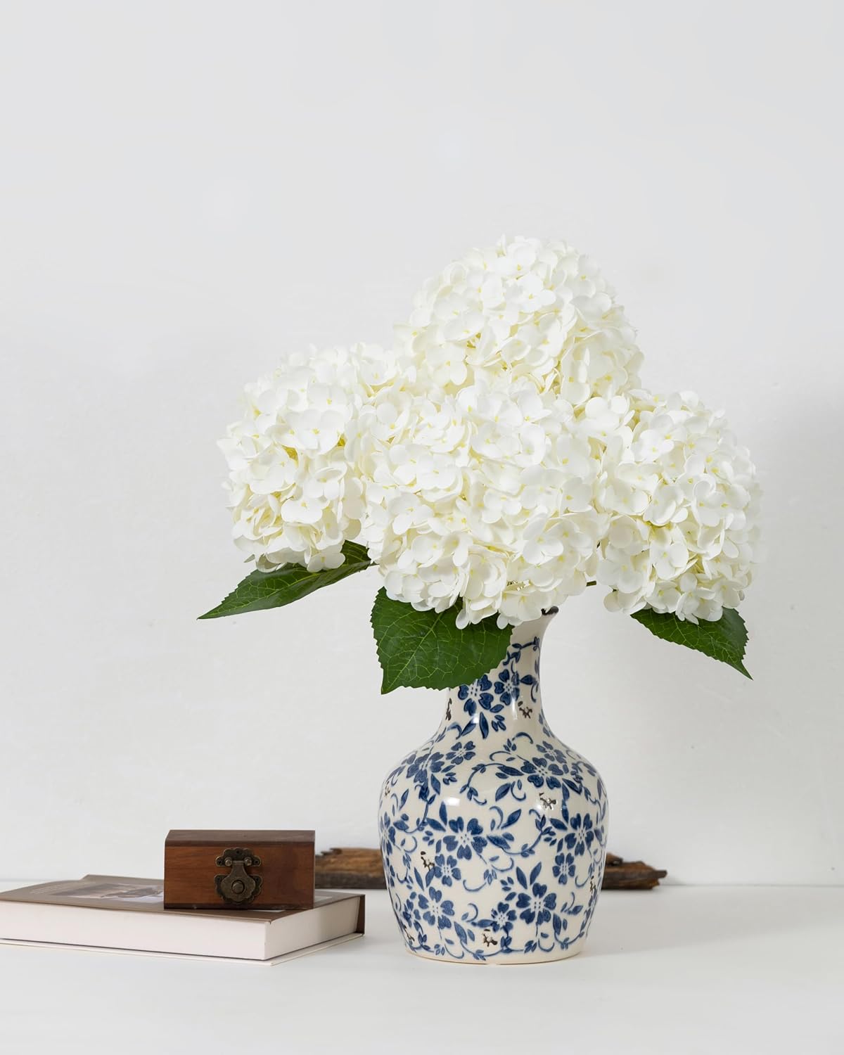 White Artificial Hydrangea Flowers, 4Pcs Real Touch Wedding Stems | Latex Real Touch Hydrangeas Lifelike Hydrangea Flower for Home Wedding Bouquets Centerpieces