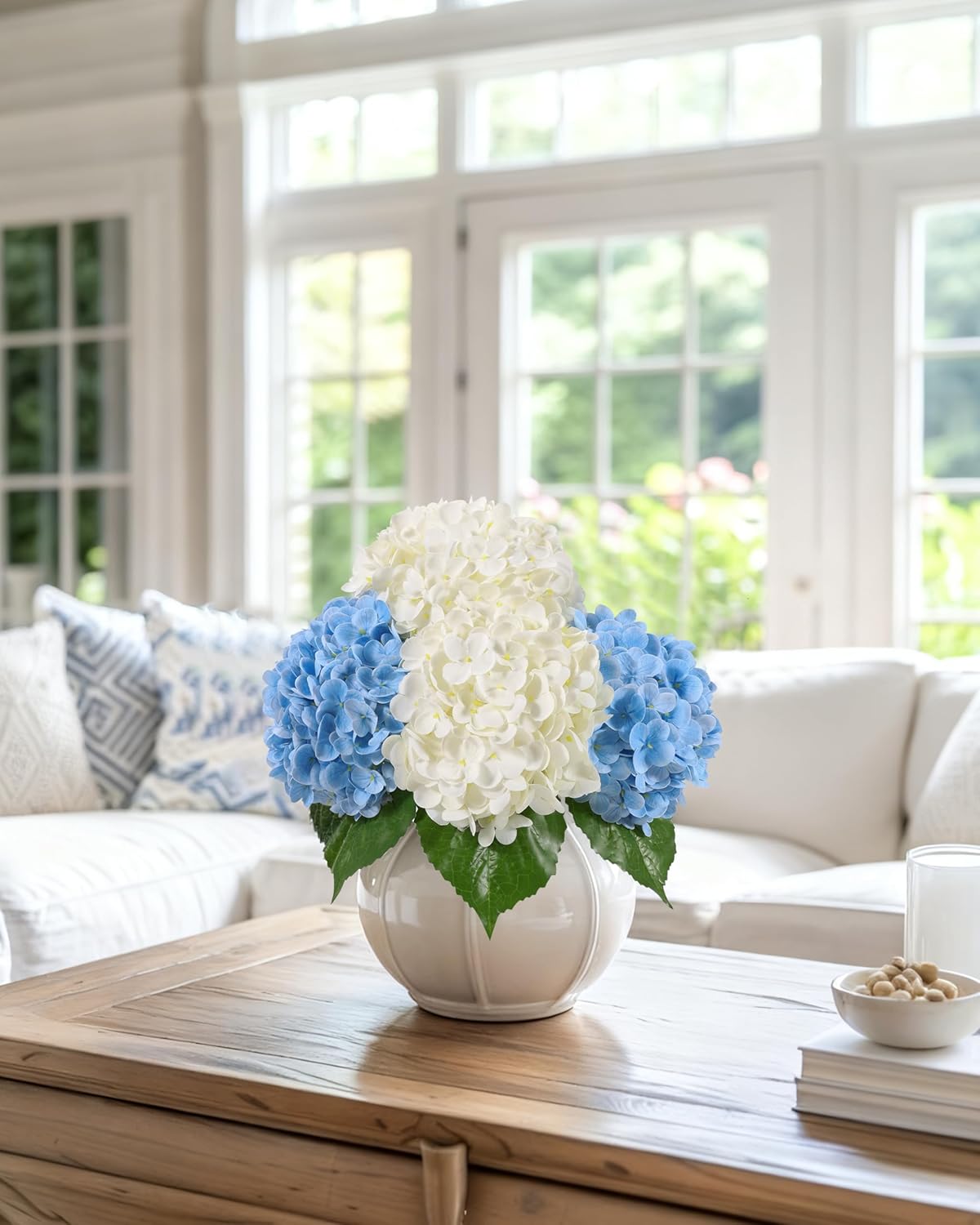 White Artificial Hydrangea Flowers, 4Pcs Real Touch Wedding Stems | Latex Real Touch Hydrangeas Lifelike Hydrangea Flower for Home Wedding Bouquets Centerpieces