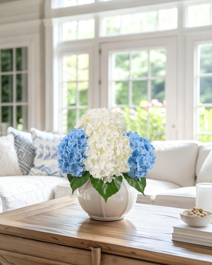 White Artificial Hydrangea Flowers, 4Pcs Real Touch Wedding Stems | Latex Real Touch Hydrangeas Lifelike Hydrangea Flower for Home Wedding Bouquets Centerpieces