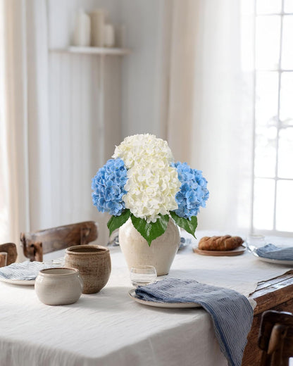 White Artificial Hydrangea Flowers, 4Pcs Real Touch Wedding Stems | Latex Real Touch Hydrangeas Lifelike Hydrangea Flower for Home Wedding Bouquets Centerpieces