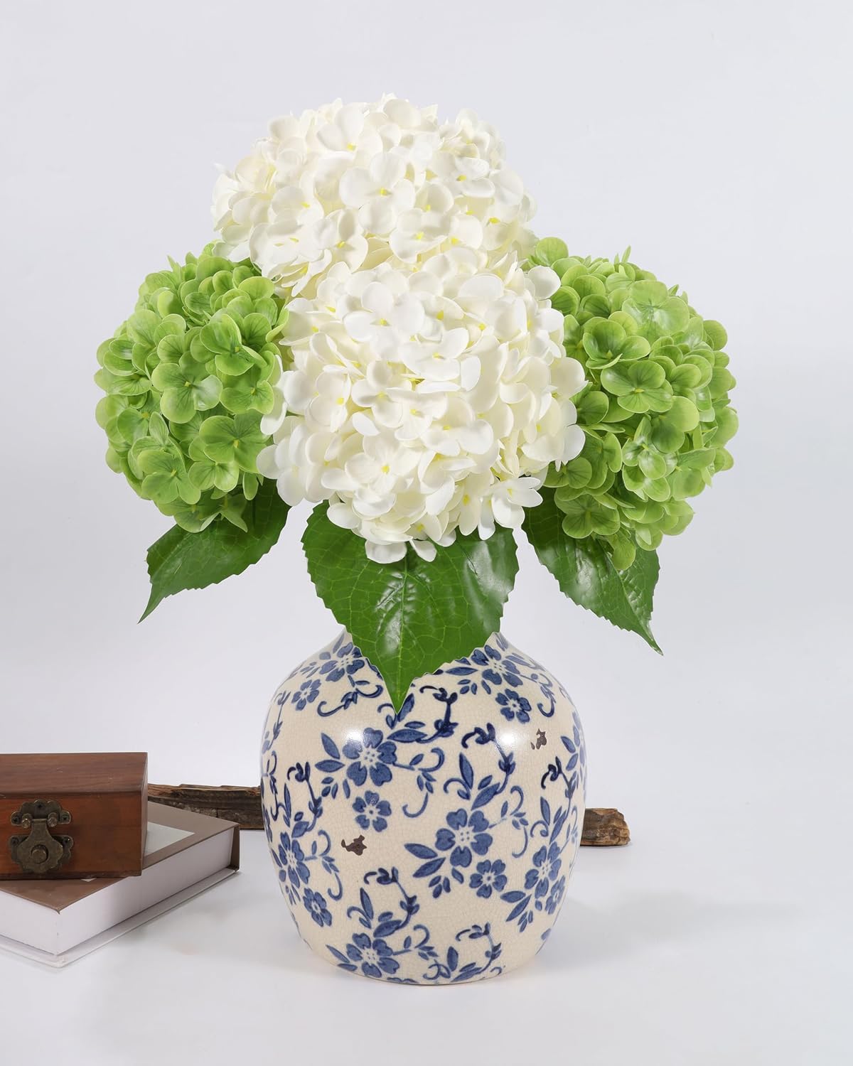 White Artificial Hydrangea Flowers, 4Pcs Real Touch Wedding Stems | Latex Real Touch Hydrangeas Lifelike Hydrangea Flower for Home Wedding Bouquets Centerpieces