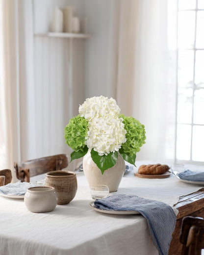 White Artificial Hydrangea Flowers, 4Pcs Real Touch Wedding Stems | Latex Real Touch Hydrangeas Lifelike Hydrangea Flower for Home Wedding Bouquets Centerpieces