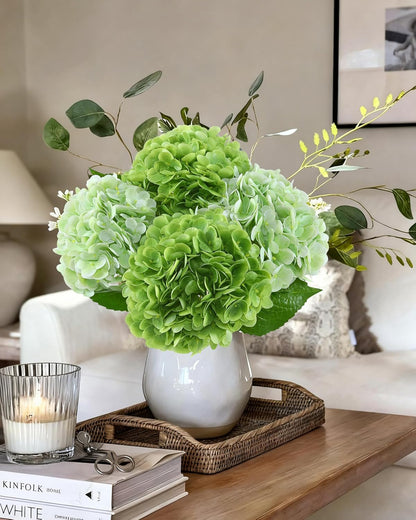 White Artificial Hydrangea Flowers, 4Pcs Real Touch Wedding Stems | Latex Real Touch Hydrangeas Lifelike Hydrangea Flower for Home Wedding Bouquets Centerpieces