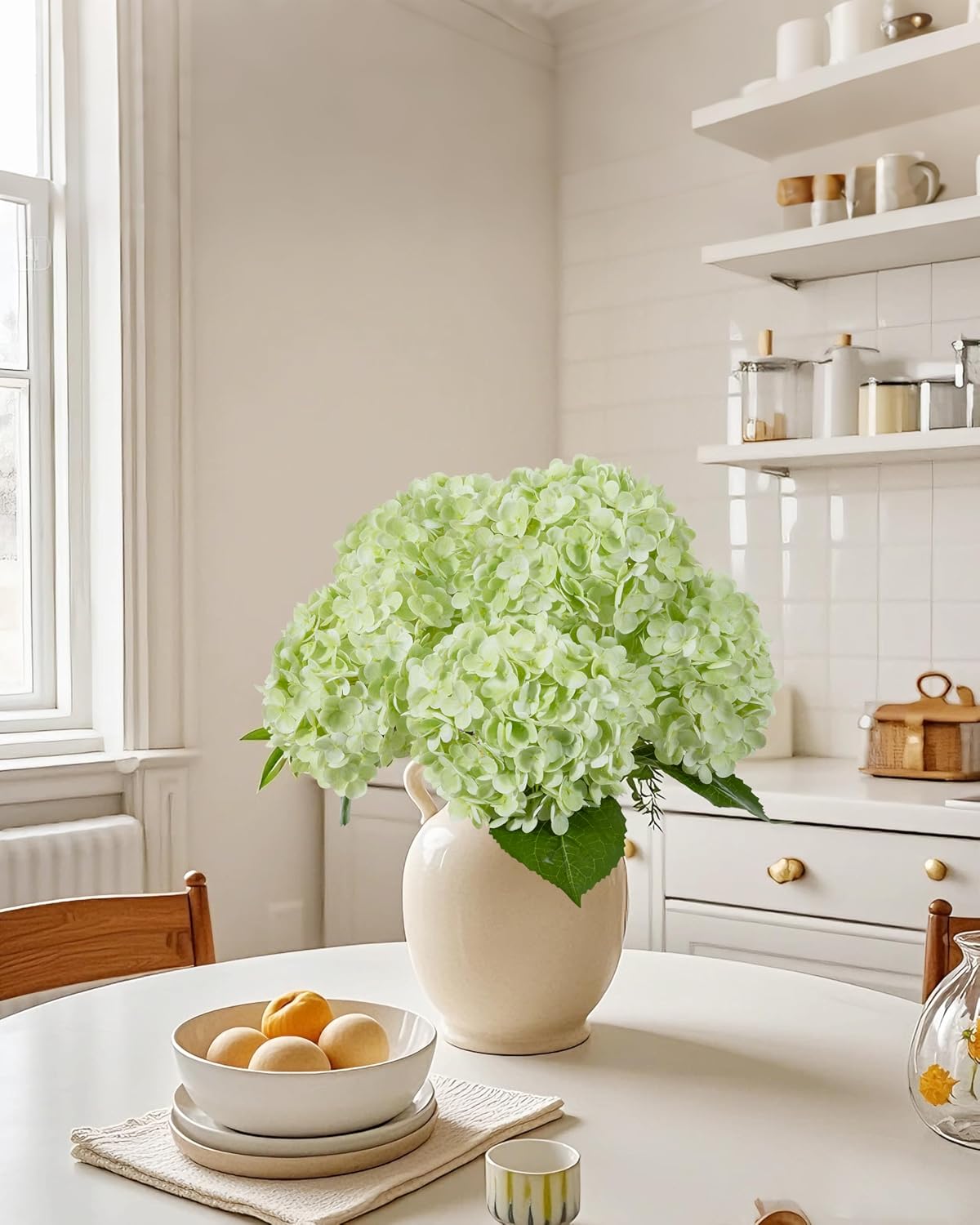 White Artificial Hydrangea Flowers, 4Pcs Real Touch Wedding Stems | Latex Real Touch Hydrangeas Lifelike Hydrangea Flower for Home Wedding Bouquets Centerpieces