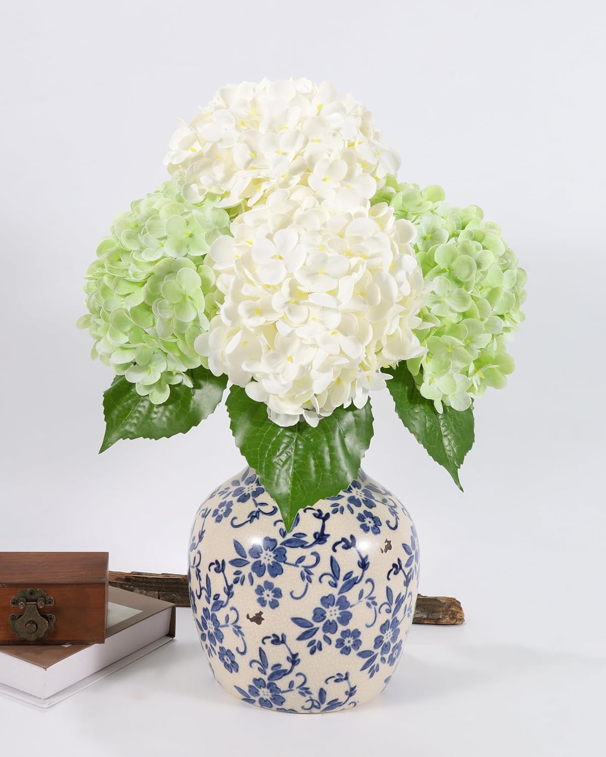 White Artificial Hydrangea Flowers, 4Pcs Real Touch Wedding Stems | Latex Real Touch Hydrangeas Lifelike Hydrangea Flower for Home Wedding Bouquets Centerpieces