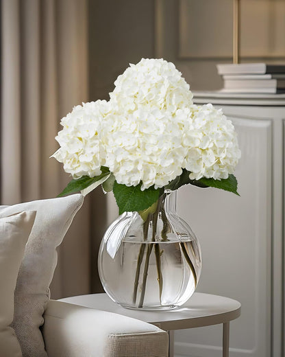 White Artificial Hydrangea Flowers, 4Pcs Real Touch Wedding Stems | Latex Real Touch Hydrangeas Lifelike Hydrangea Flower for Home Wedding Bouquets Centerpieces