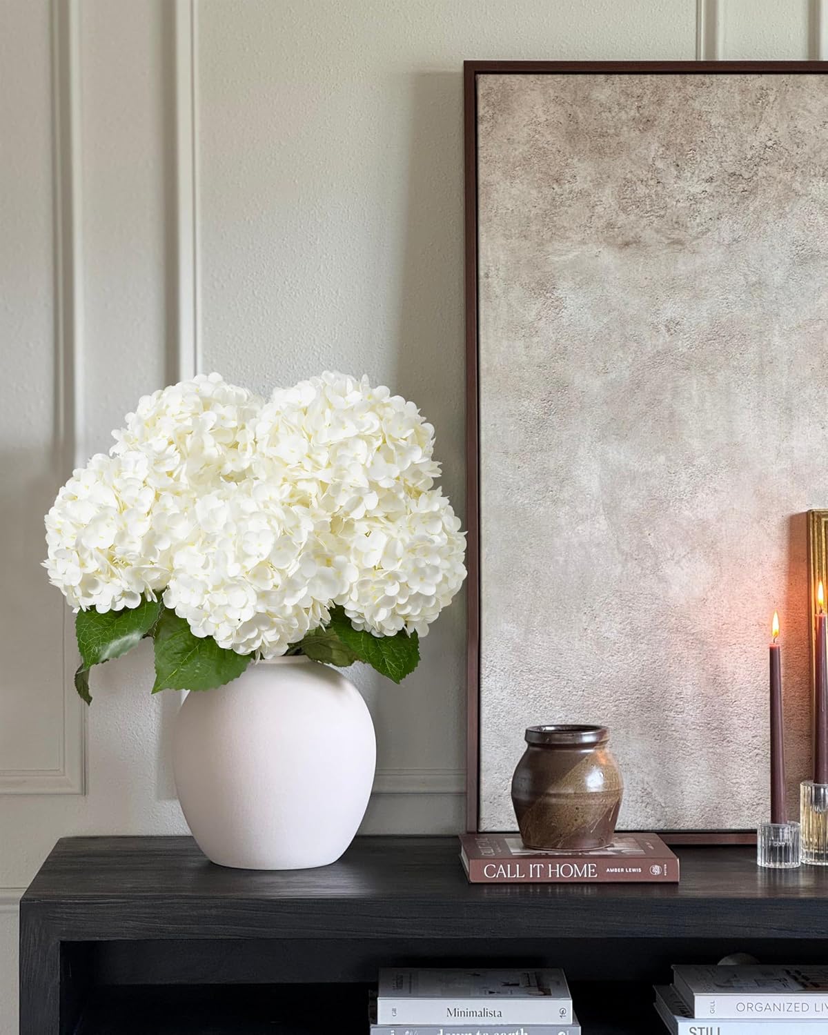 White Artificial Hydrangea Flowers, 4Pcs Real Touch Wedding Stems | Latex Real Touch Hydrangeas Lifelike Hydrangea Flower for Home Wedding Bouquets Centerpieces