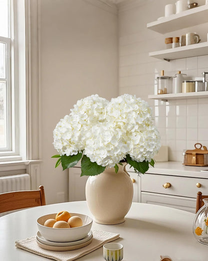 White Artificial Hydrangea Flowers, 4Pcs Real Touch Wedding Stems | Latex Real Touch Hydrangeas Lifelike Hydrangea Flower for Home Wedding Bouquets Centerpieces
