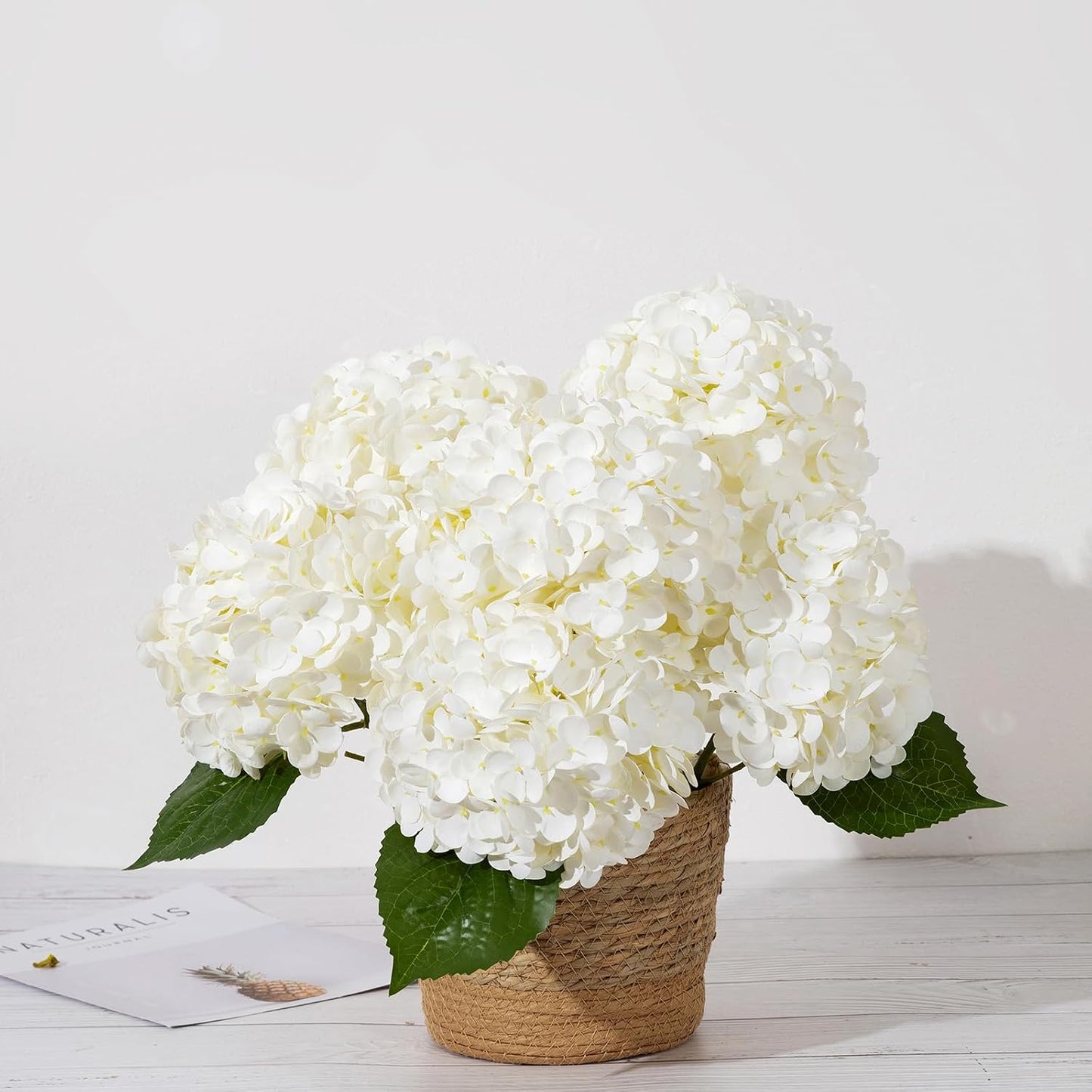 White Artificial Hydrangea Flowers, 4Pcs Real Touch Wedding Stems | Latex Real Touch Hydrangeas Lifelike Hydrangea Flower for Home Wedding Bouquets Centerpieces