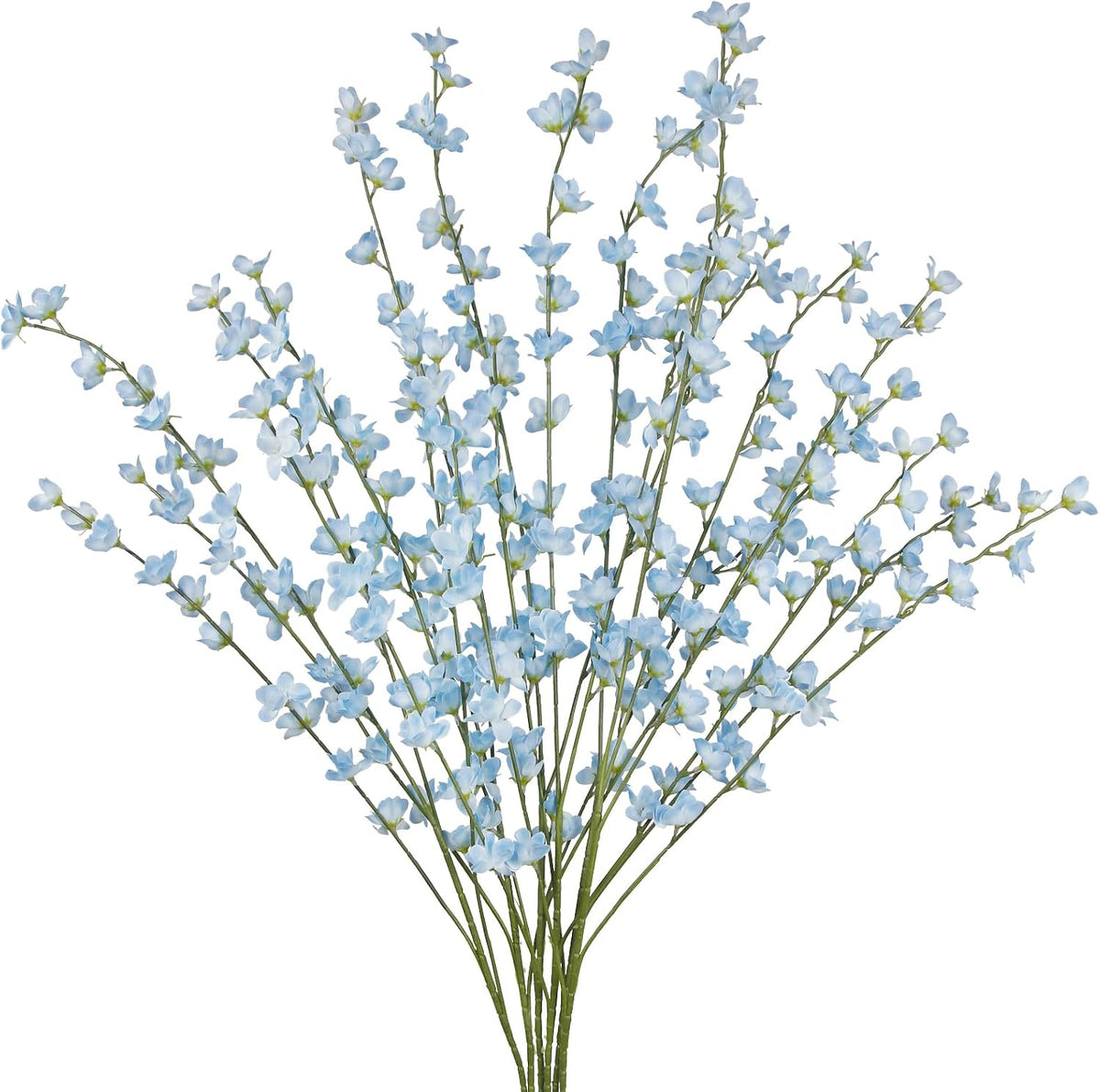 6 Pcs Artificial Forsythia Branches Fake Wildflowers Baby Blue 41" Silk Flowers with Long Stems Faux Spring Flowers for Tall Vase Indoor Home Decor Table Centerpieces Party Wedding Outdoor