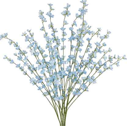 6 Pcs Artificial Forsythia Branches Fake Wildflowers Baby Blue 41" Silk Flowers with Long Stems Faux Spring Flowers for Tall Vase Indoor Home Decor Table Centerpieces Party Wedding Outdoor