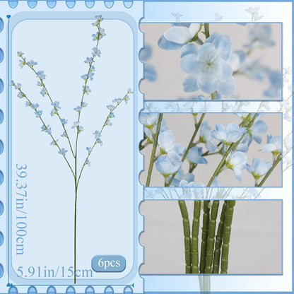 6 Pcs Artificial Forsythia Branches Fake Wildflowers Baby Blue 41" Silk Flowers with Long Stems Faux Spring Flowers for Tall Vase Indoor Home Decor Table Centerpieces Party Wedding Outdoor