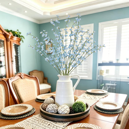 6 Pcs Artificial Forsythia Branches Fake Wildflowers Baby Blue 41" Silk Flowers with Long Stems Faux Spring Flowers for Tall Vase Indoor Home Decor Table Centerpieces Party Wedding Outdoor