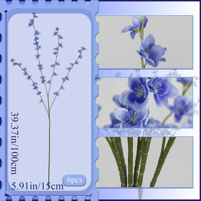 6 Pcs Artificial Forsythia Branches Fake Wildflowers Baby Blue 41" Silk Flowers with Long Stems Faux Spring Flowers for Tall Vase Indoor Home Decor Table Centerpieces Party Wedding Outdoor