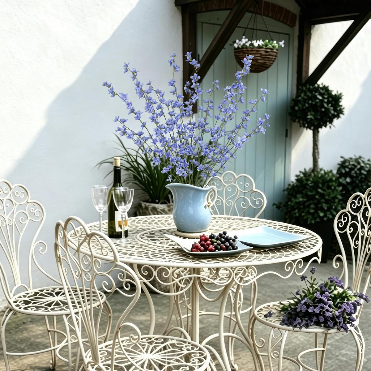6 Pcs Artificial Forsythia Branches Fake Wildflowers Baby Blue 41" Silk Flowers with Long Stems Faux Spring Flowers for Tall Vase Indoor Home Decor Table Centerpieces Party Wedding Outdoor