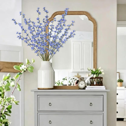 6 Pcs Artificial Forsythia Branches Fake Wildflowers Baby Blue 41" Silk Flowers with Long Stems Faux Spring Flowers for Tall Vase Indoor Home Decor Table Centerpieces Party Wedding Outdoor