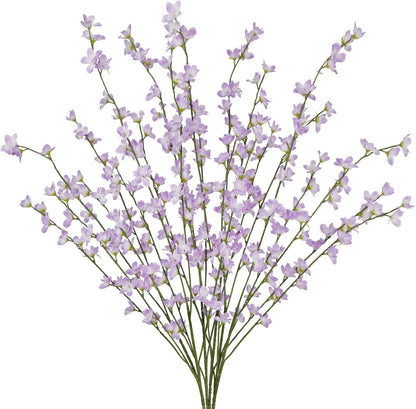 6 Pcs Artificial Forsythia Branches Fake Wildflowers Baby Blue 41" Silk Flowers with Long Stems Faux Spring Flowers for Tall Vase Indoor Home Decor Table Centerpieces Party Wedding Outdoor
