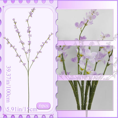 6 Pcs Artificial Forsythia Branches Fake Wildflowers Baby Blue 41" Silk Flowers with Long Stems Faux Spring Flowers for Tall Vase Indoor Home Decor Table Centerpieces Party Wedding Outdoor