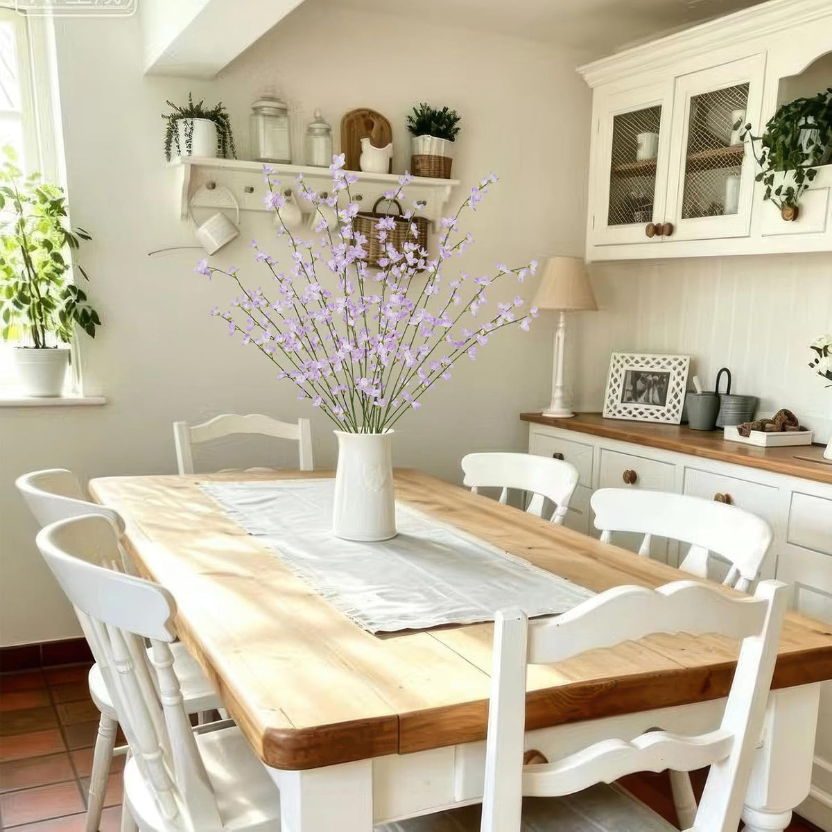 6 Pcs Artificial Forsythia Branches Fake Wildflowers Baby Blue 41" Silk Flowers with Long Stems Faux Spring Flowers for Tall Vase Indoor Home Decor Table Centerpieces Party Wedding Outdoor