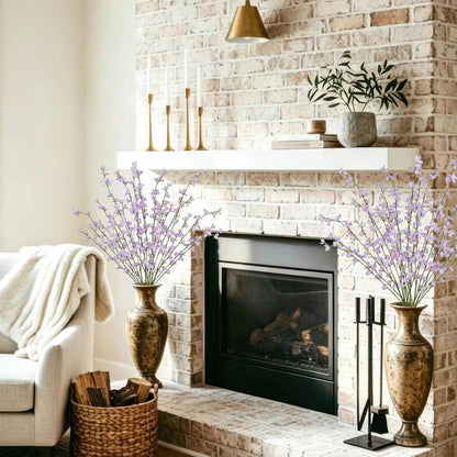6 Pcs Artificial Forsythia Branches Fake Wildflowers Baby Blue 41" Silk Flowers with Long Stems Faux Spring Flowers for Tall Vase Indoor Home Decor Table Centerpieces Party Wedding Outdoor