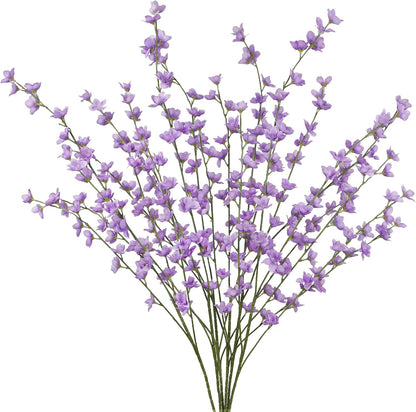 6 Pcs Artificial Forsythia Branches Fake Wildflowers Baby Blue 41" Silk Flowers with Long Stems Faux Spring Flowers for Tall Vase Indoor Home Decor Table Centerpieces Party Wedding Outdoor