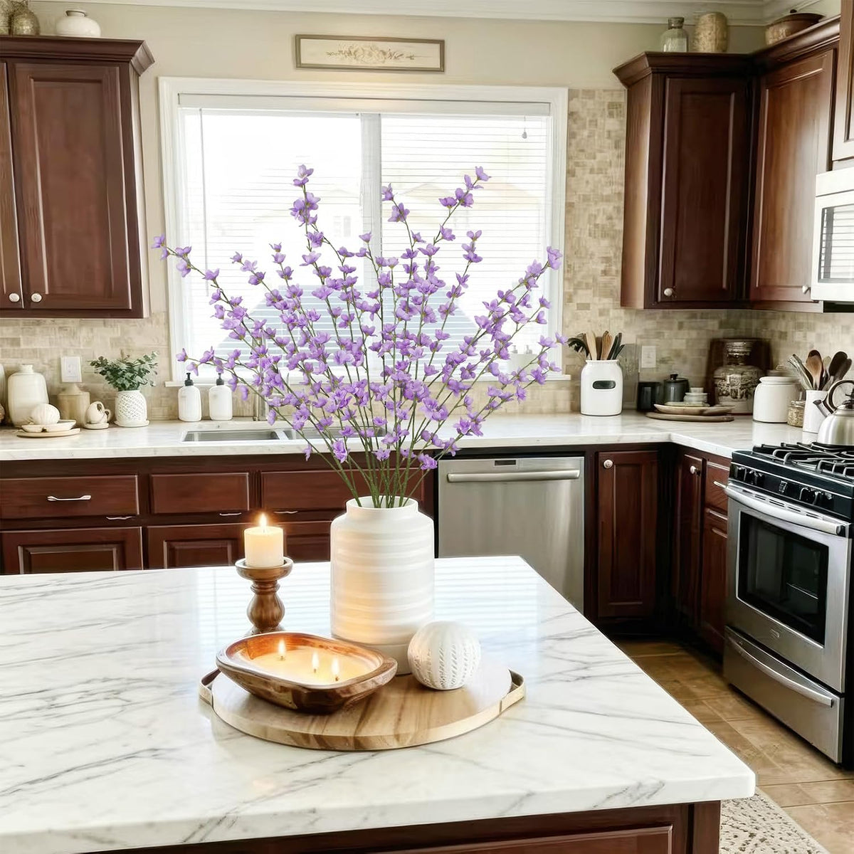 6 Pcs Artificial Forsythia Branches Fake Wildflowers Baby Blue 41" Silk Flowers with Long Stems Faux Spring Flowers for Tall Vase Indoor Home Decor Table Centerpieces Party Wedding Outdoor