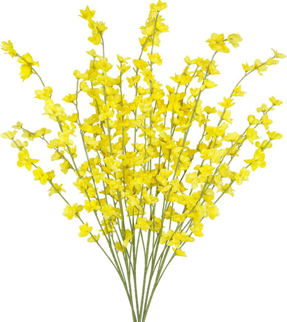 6 Pcs Artificial Forsythia Branches Fake Wildflowers Baby Blue 41" Silk Flowers with Long Stems Faux Spring Flowers for Tall Vase Indoor Home Decor Table Centerpieces Party Wedding Outdoor