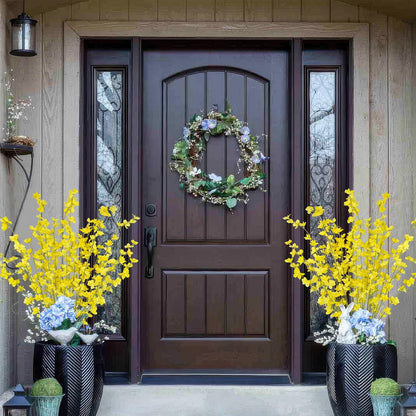 6 Pcs Artificial Forsythia Branches Fake Wildflowers Baby Blue 41" Silk Flowers with Long Stems Faux Spring Flowers for Tall Vase Indoor Home Decor Table Centerpieces Party Wedding Outdoor