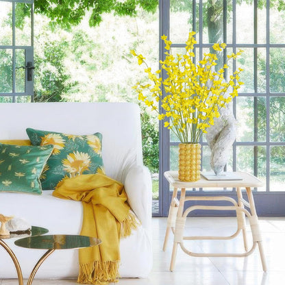 6 Pcs Artificial Forsythia Branches Fake Wildflowers Baby Blue 41" Silk Flowers with Long Stems Faux Spring Flowers for Tall Vase Indoor Home Decor Table Centerpieces Party Wedding Outdoor